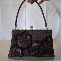 ビーズ装飾 花柄 ハンドバッグ
