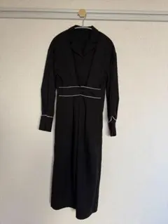 黒　シャツワンピース 長袖 マタニティワンピース