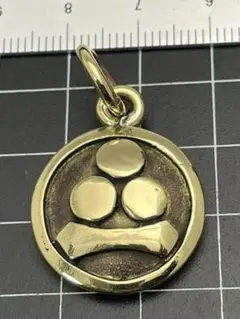 真鍮製☆家紋ペンダント☆キーホルダー☆丸に左三つ巴☆小サイズ 