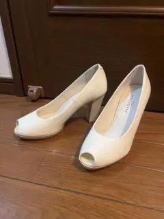 JILL STUART ホワイト オープントゥ パンプス