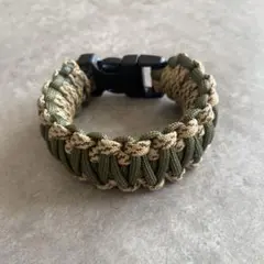 #15パラコード ダブルコブラ編みブレスレット オリーブグリーン