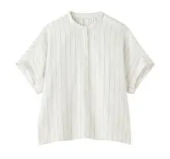 無印良品　リネン洗いざらし半袖ブラウス