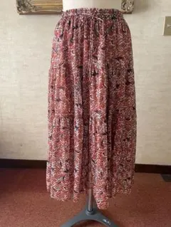 Snidel スナイデル　花柄フレアスカート オレンジ系　エスニックのサムネイル