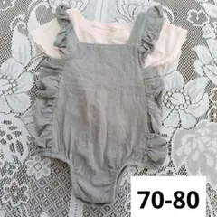 107 女の子　薄い青色　ロンパース　韓国　薄ピンク　70 80