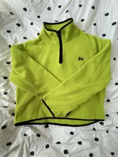 Stussy ライムグリーン ハーフジップ フリースジャケット