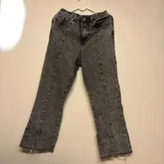 グレー ブーツカットデニム 裾スリットのサムネイル