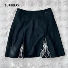 バーバリー★カシミヤ　ウール　ミニスカート　プリーツ　ロゴ刺繍　y2k