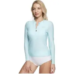 ラッシュガード 長袖 レディース 水着　ハーフジップ　体型カバー　UVカット　M