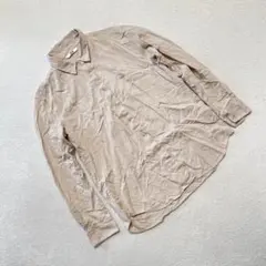 ユニクロ シャツ ベージュ 長袖 コットン素材 無地 Sサイズ　シンプル