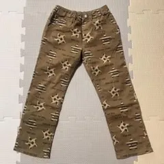 moujonjon 星柄プリントロングパンツ カーキブラウン系 110