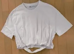 ZARA ホワイト ギャザー入り Tシャツ クロップド