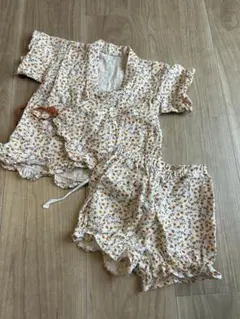 花柄コットン甚平 80センチ　夏物　かぼちゃパンツ