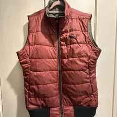 PUMA プーマ リバーシブル 中綿ベスト L カーキ×ワインレッド ゴルフ