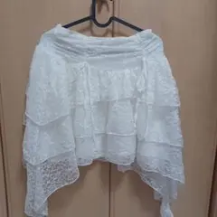 SHEIN ホワイト レース フリル ミニスカート