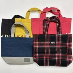 KALDI チェック柄 トートバッグ、他4点、計5点セット
