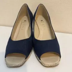 DIANA ネイビー オープントゥ ウェッジヒール　✰︎フォロー割あり