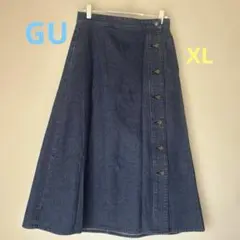GU:ジーユー:デニムスカート:ロング:Aライン:ボタン:レディースXL