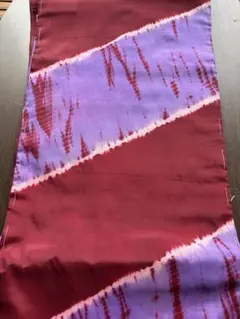 アンティーク名古屋帯☆くすんだ赤のベースに紫の大胆なライン柄