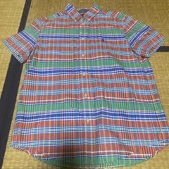 タグ無【未使用】 ポロラルフローレンボタンダウンシャツ半袖チェック柄XL