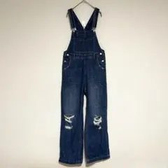 WEGOウィゴー デニムオーバーオール サロペット ダメージ ブルー M