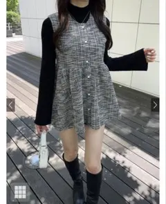 【GRL】ラメツイードペプラムベスト