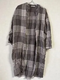 サマンサモスモスブルー　ロングシャツ　チェック　ブラウン