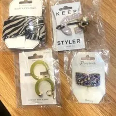 値下げ !!フラワーリング ヘアアクセサリー3点、イヤリング1点セット✨