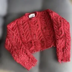 ZARA 赤 ケーブル編み クロップドセーター 9-10歳