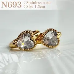 新品 匿名配送 ステンレス 316L AAA CZ ハートフープピアス N693