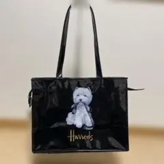 Harrods 黒犬イラスト トートバッグ