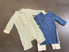 チャイナ風ボタン付きロンパース2点セット