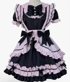 コスプレ メイド服 文化祭 ワンピース ドレス ピンク ハロウィン 仮装