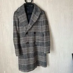 ZARA チェック柄 ダブルブレストコート