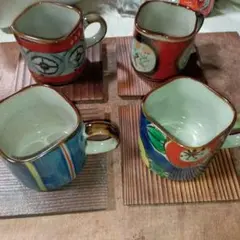 手描き陶器カップ4個セット