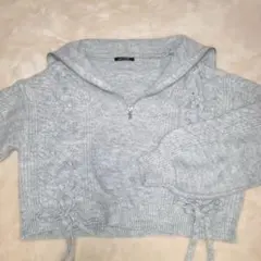 ジッパー付きグレークロップドニット　oneway