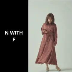 美品エヌウィズ 前田希美 フラワーシフォン フレアワンピース 花柄 リボン