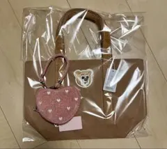 フェイラー　オールドテディワッペントートバッグ　ベージュ　ハート型ポーチ