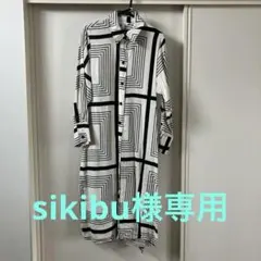 H&M 幾何学模様 長袖　シャツワンピース Mサイズ　ロング