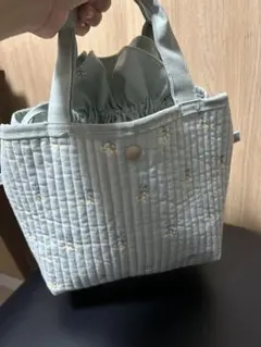 ミントグリーン キルティング トートバッグ