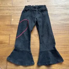ハート刺繍ダークデニムフレアパンツ 100cm 海外子供服のサムネイル