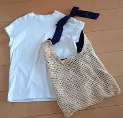 アフタヌーンティーリビング　ベージュ編み物ショルダーバッグ