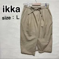 ikka ミモレ丈スカート アシンメトリー L ベージュ リボンベルトのサムネイル
