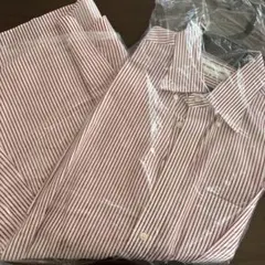 【UNIQLO】ドライノンアイロン赤白ストライプ半袖シャツ XL