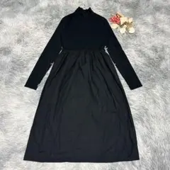 ZARA ザラ（L）長袖 ワンピース ハイネック Aライン フレア 綿100%