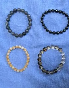 ​【極美品】高品質 天然石ブレスレット 4本セット（ルチル／サファイア 他）