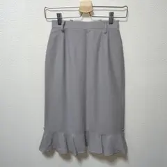 グレー　フレア裾　マーメイドスカート　ウエスト両サイドゴム　シンプル　M