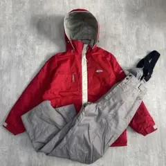 Z236 美品 エレッセ スキーウェア 上下 L レディース 赤×グレー 中綿