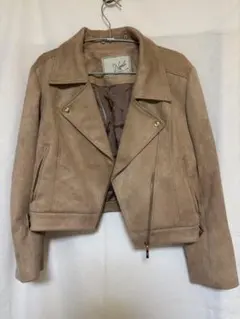 ベージュ スエード ライダースジャケット