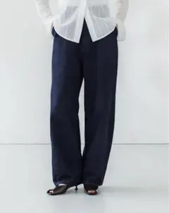 完売品　crewre ソフトカーヴィデニムスラックス　ネイビーブルー　クルーレ