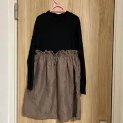 140サイズ 黒・茶色 長袖ワンピース